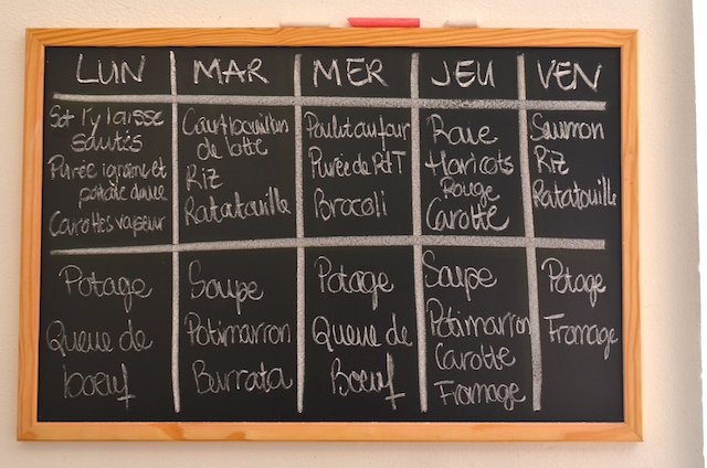 Menu - 14 Septembre 2014